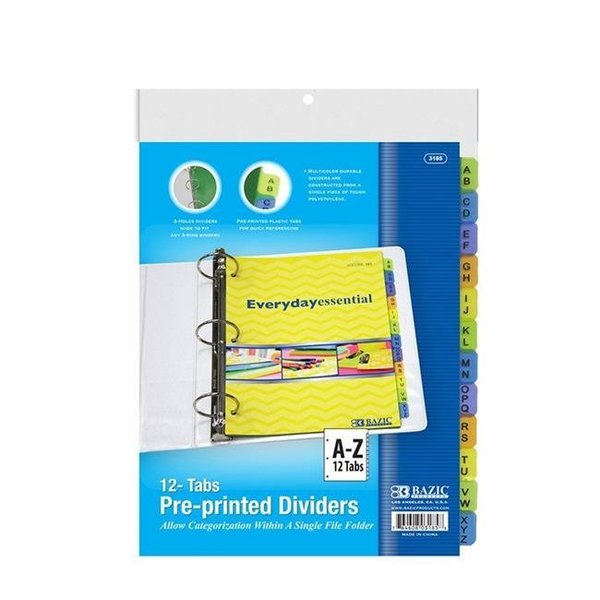 Bazic Products Bazic  3185  3-Ring Binder Dividers w/ 12-Preprinted A-Z Tab Case of 24 3185